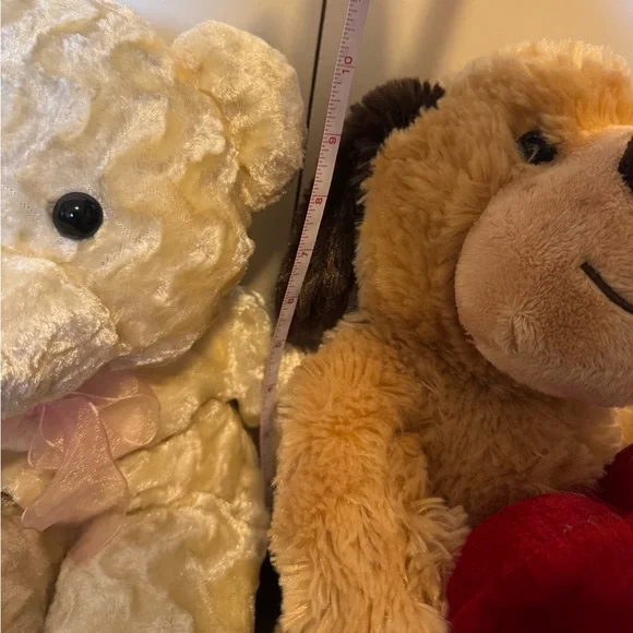Valentine Plush Set Bear with Rose + Puppy with I Love You Heart 10” Seated - Picture 4 of 4